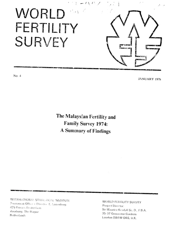 Malaysian fertility and family survey 1974 : a summary of findings