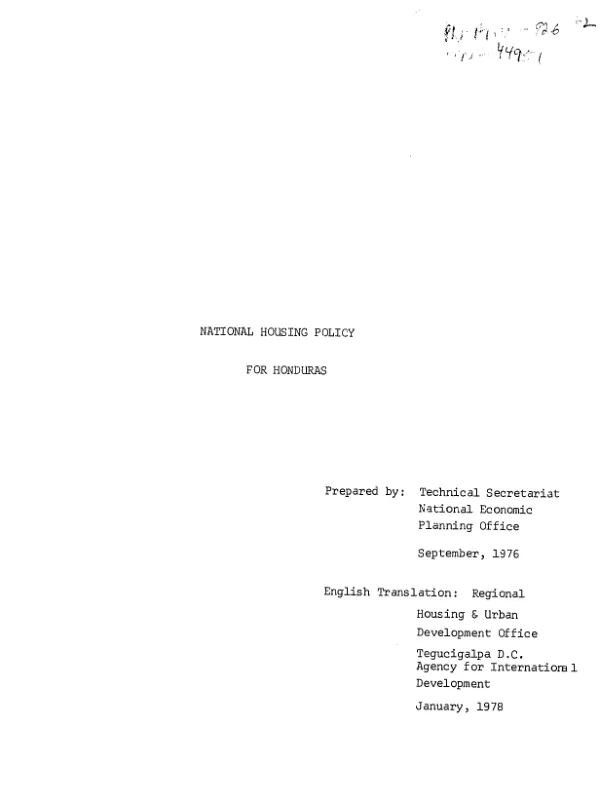National housing policy for Honduras