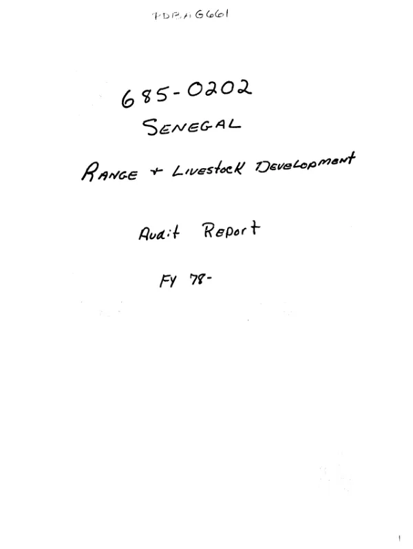 Report on AID program : area development office, Dakar
