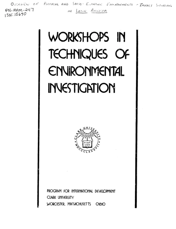 Overview of physical and socio-economic environments : impact situations in Latin America