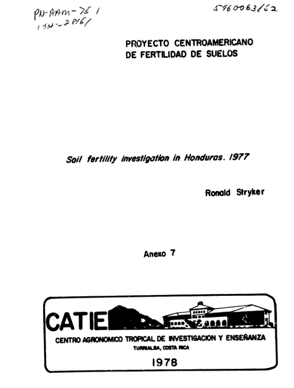 Soil fertility investigation in Honduras, 1977