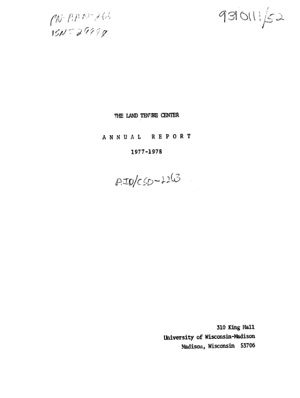 Land tenure center : annual report, 1977-1978
