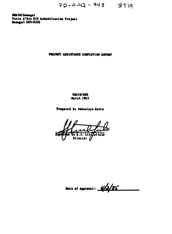 Project assistance completion report