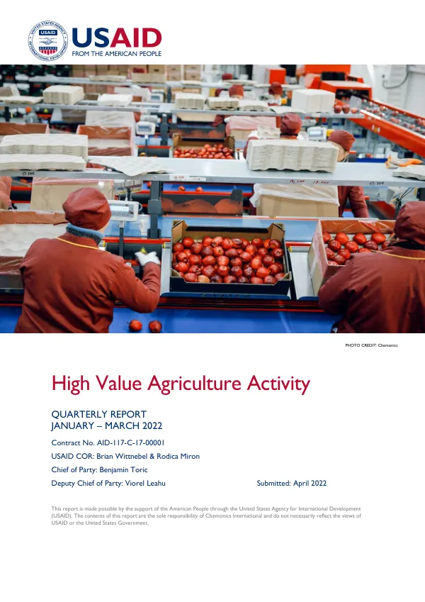 High - Value Agriculture Activity Quarterly Report for January-March 2022