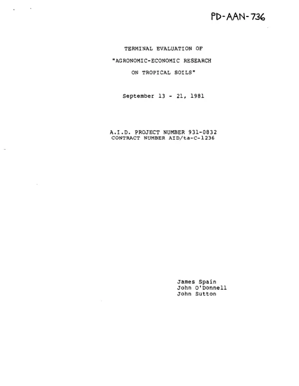 Terminal evaluation of agronomic - economic research on tropical soils