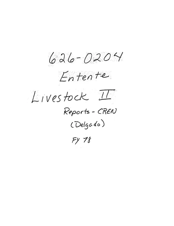 [Entente livestock II, FY 78]