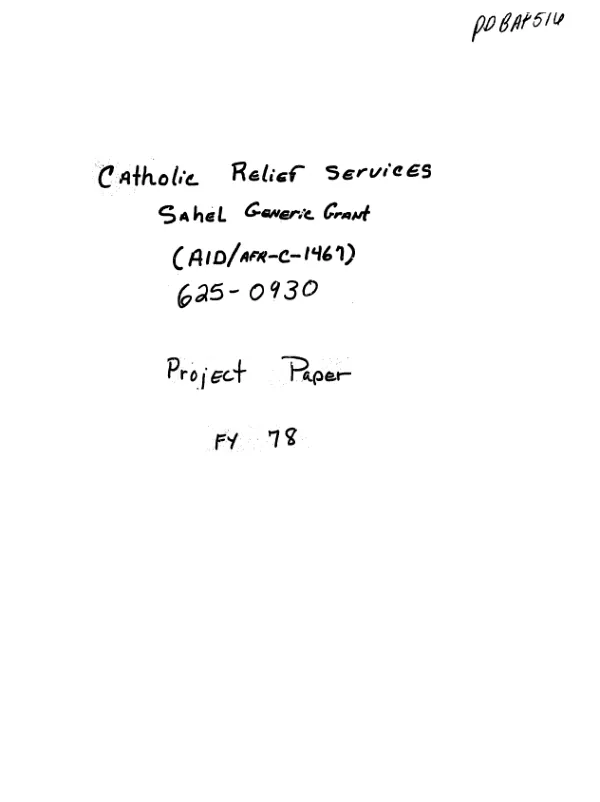 Catholic Relief Services : Sahel generic grant