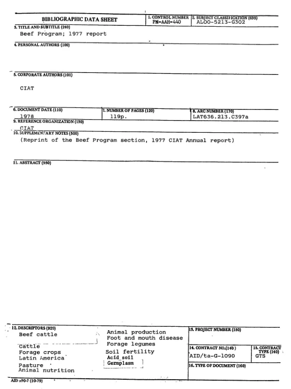 BEEF PROGRAM; 1977 REPORT