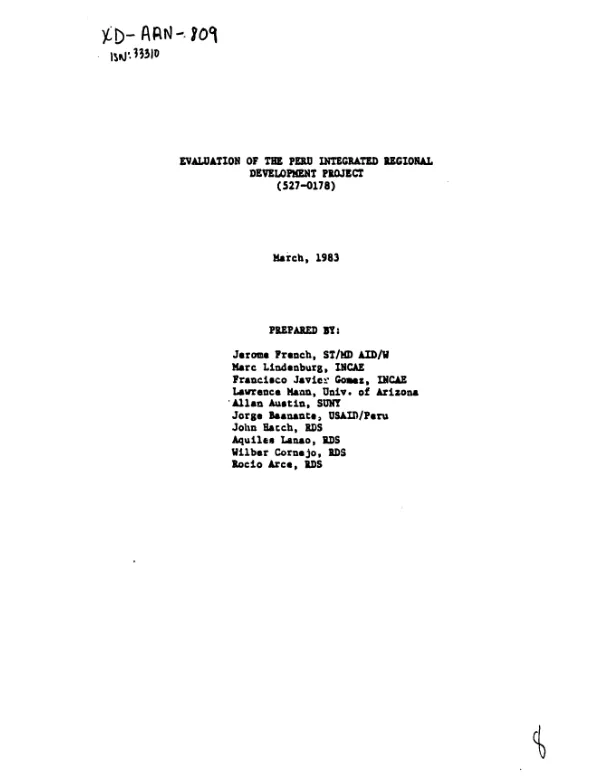 Evaluation of the Peru integrated regional development project (527-0178)