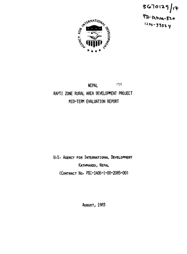 Nepal, Rapti zone rural area development project mid-term evaluation report