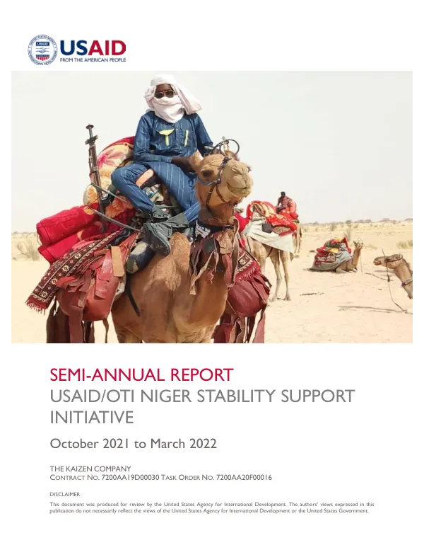 Niger Stability Support Initiative Semi Annual Report