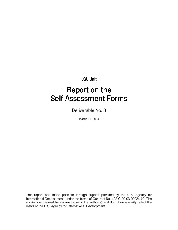 Report on the self-assessment forms