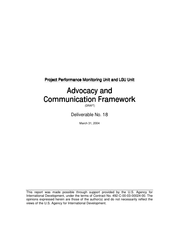 Advocacy and communication framework (draft)