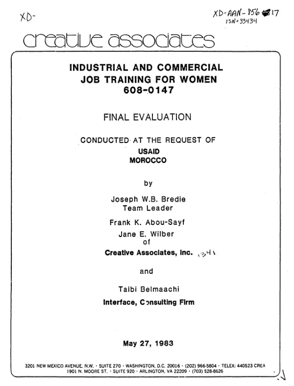 Industrial and commercial job training for women : final evaluation