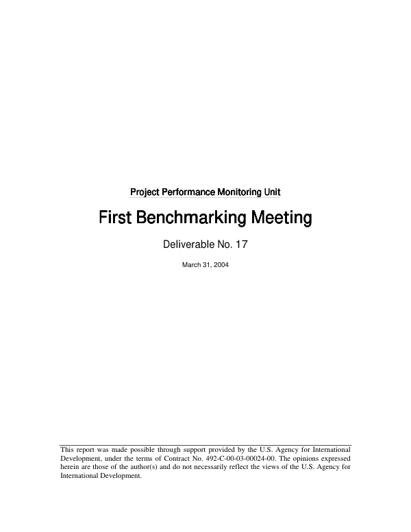 First benchmarking/PAG meeting