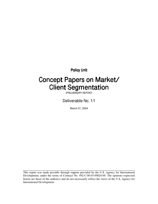 Framework for segmenting the market for family planning services and products