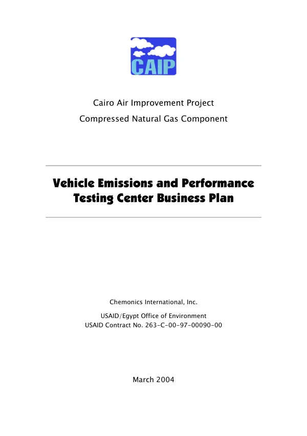 Vehicle emissions and performance testing center business plan