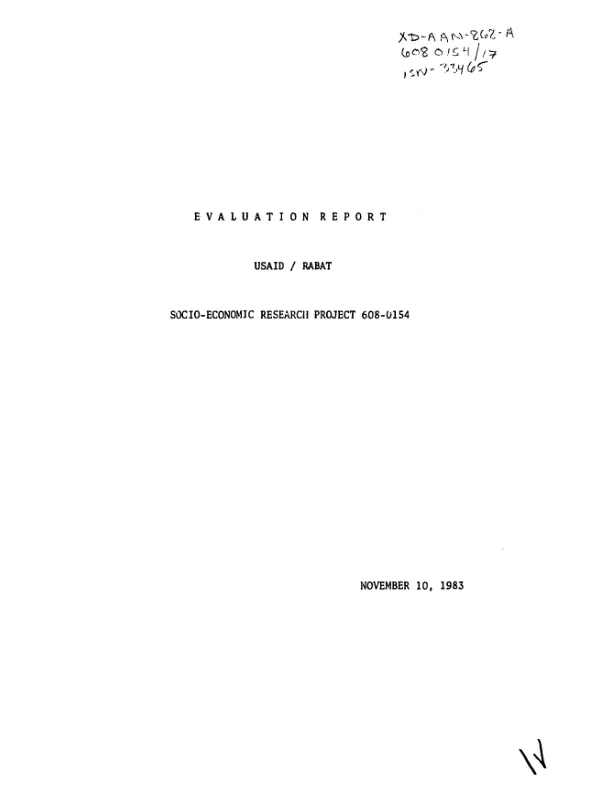 Evaluation report, USAID/Rabat socio-economic research project