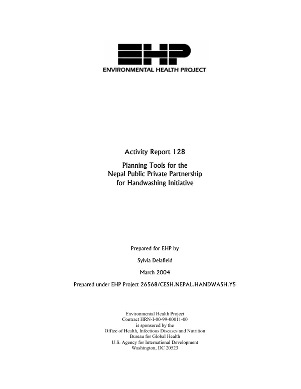 Planning tools for the Nepal public private partnership for handwashing initiative