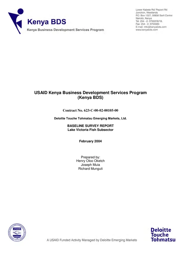 Baseline survey report : Lake Victoria fish subsector