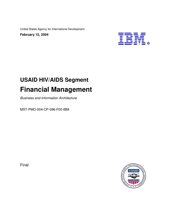 USAID HIV/AIDS segment : financial management -- business and information architecture