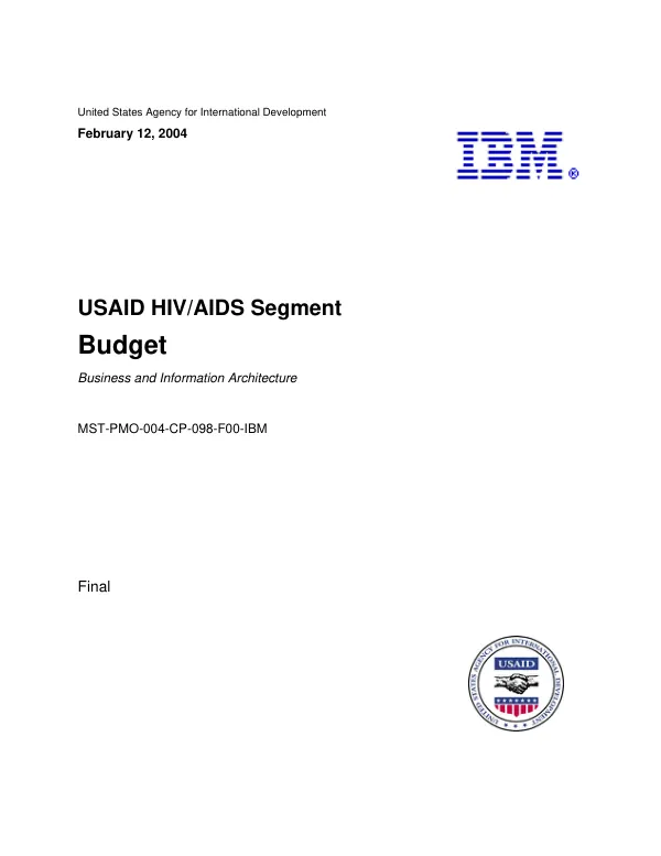 USAID HIV/AIDS segment : budget -- business and information architecture