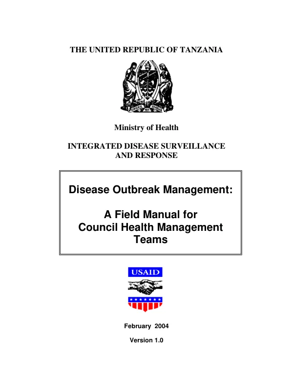 Disease outbreak management : a field manual for council health management teams in Tanzania