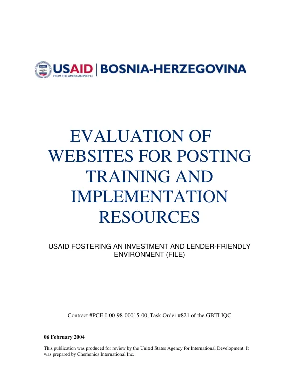 Evaluation of websites for posting training and implementation resources