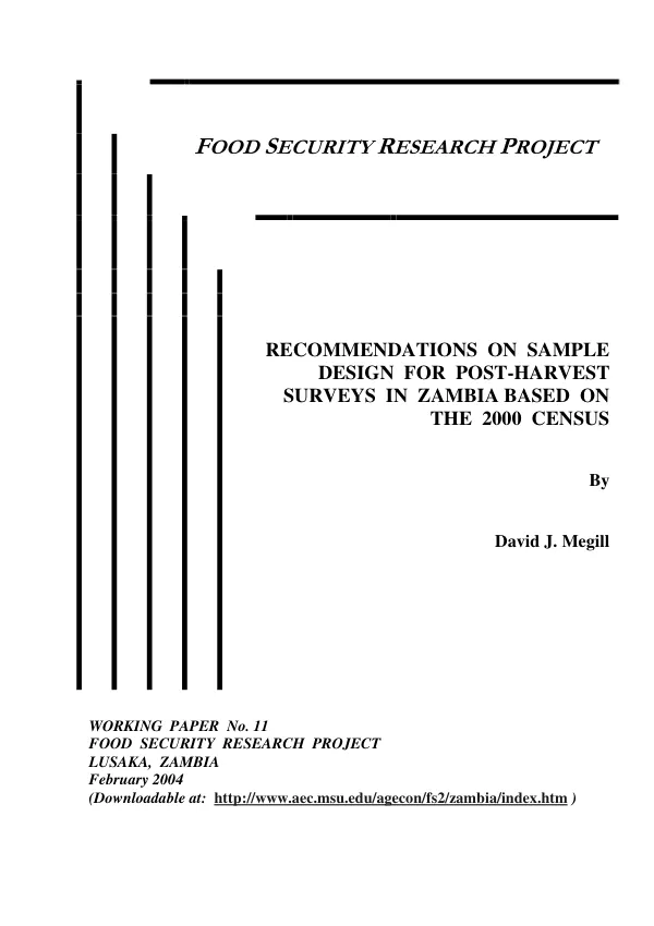 Recommendations on sample design for post-harvest surveys in Zambia based on the 2000 census