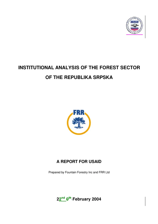 Institutional analysis of the forest sector of the Republika Srpska