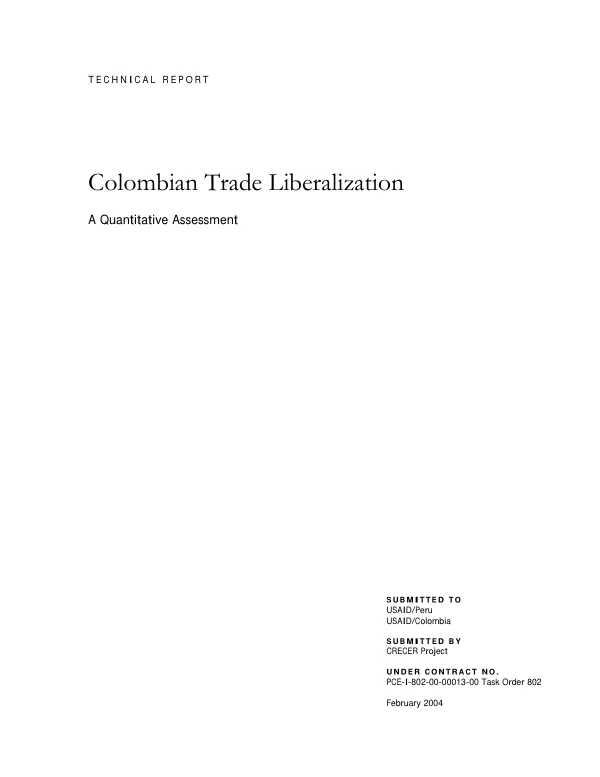 Technical report : Colombian trade liberalization -- a quantitative assessment