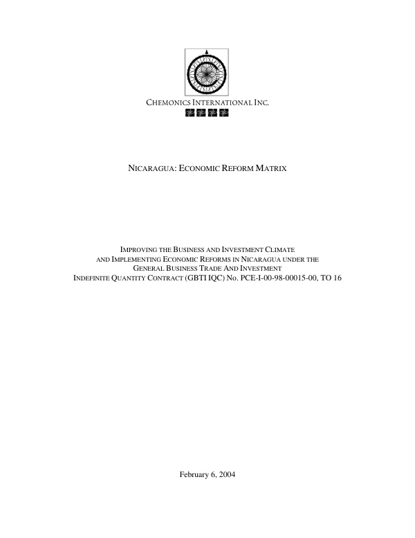 Nicaragua : economic reform matrix