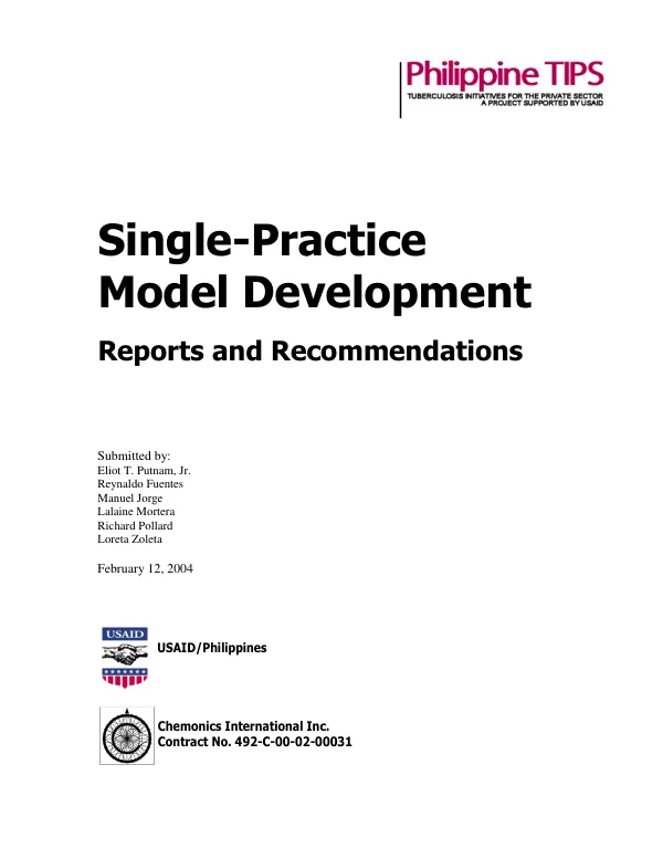 Single-practice model development : reports and recommendations