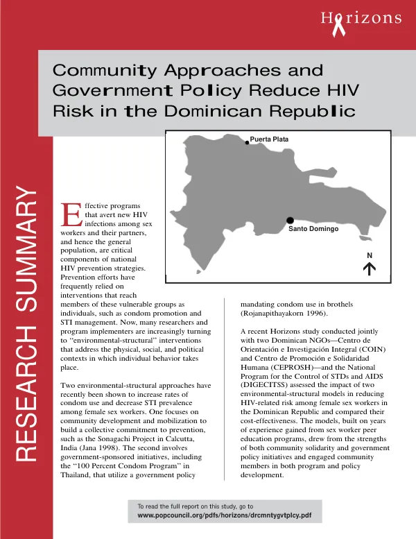 Community approaches and government policy reduce HIV risk in the Dominican Republic
