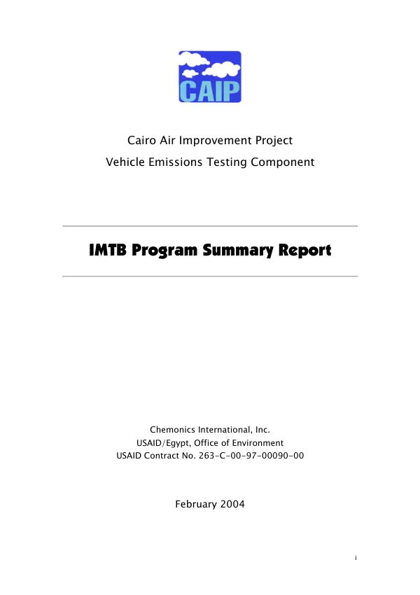 IMTB [inspection/maintenance for transit buses] program summary report