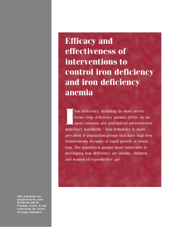 Efficacy and effectiveness of interventions to control iron deficiency and iron deficiency anemia