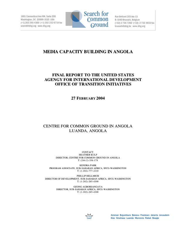 Media capacity building in Angola : final report