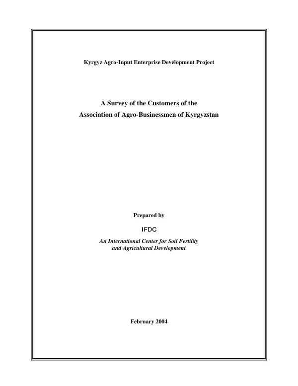 Survey of the customers of the Association of Agro-Businessmen of Kyrgyzstan