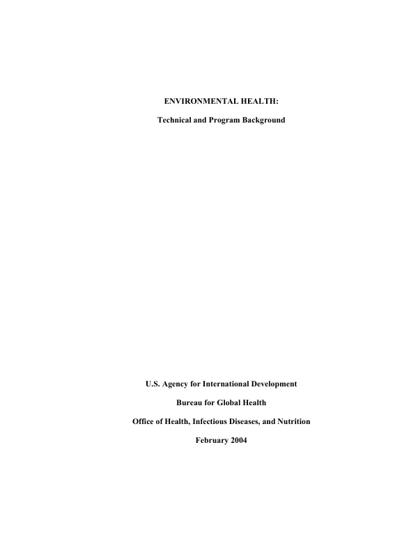 Environmental health : technical and program background