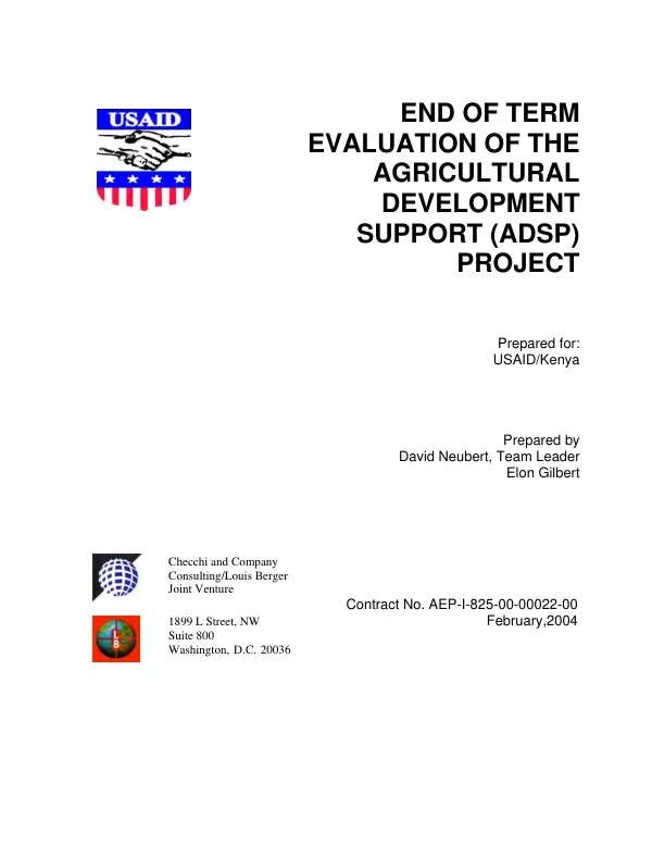 End of term evaluation of the agricultural development support (ADSP) project