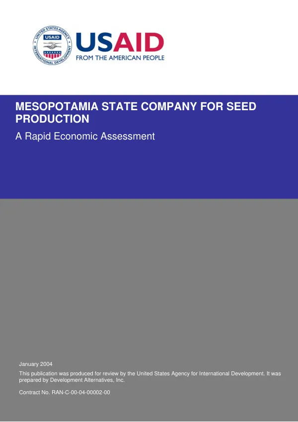 Mesopotamia State Company for Seed Production : a rapid economic assessment