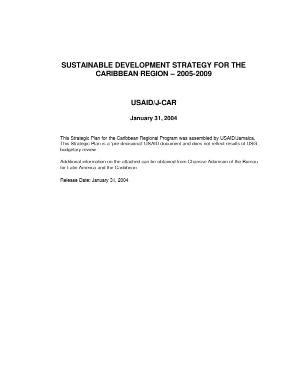 Sustainable development strategy for the Caribbean region -- 2005-2009