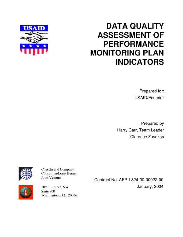 Data quality assessment of performance monitoring plan indicators