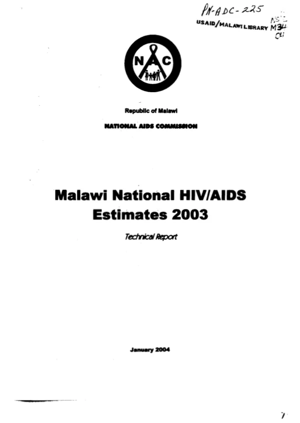 Malawi national HIV/AIDS estimates 2003 : technical report