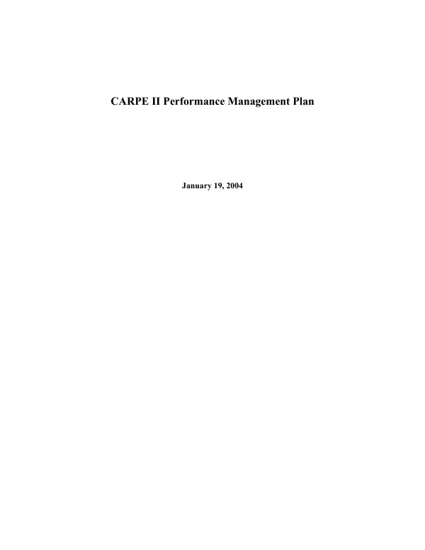 CARPE II performance management plan