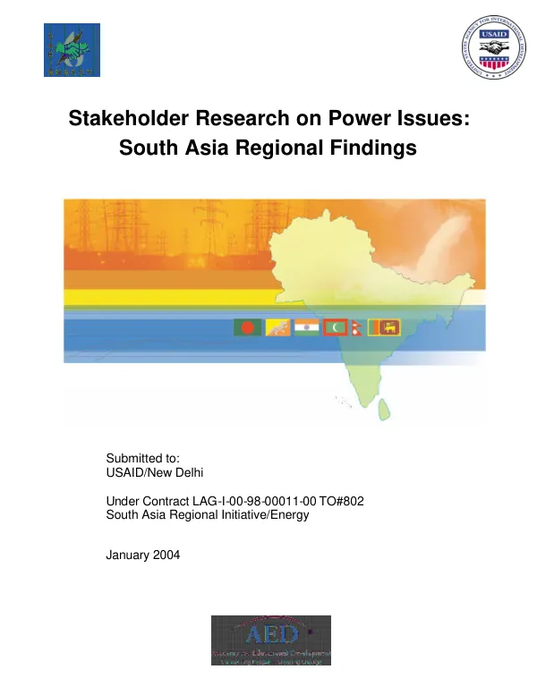 Stakeholder research on power issues : South Asia regional findings