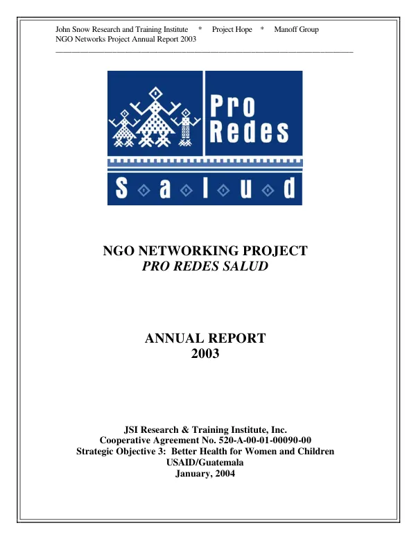 NGO networking [networks] project, pro redes salud : annual report, 2003
