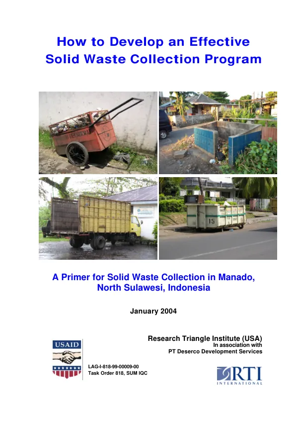How to develop an effective solid waste collection program : a primer for solid waste collection in Manado, North Sulawesi, Indonesia