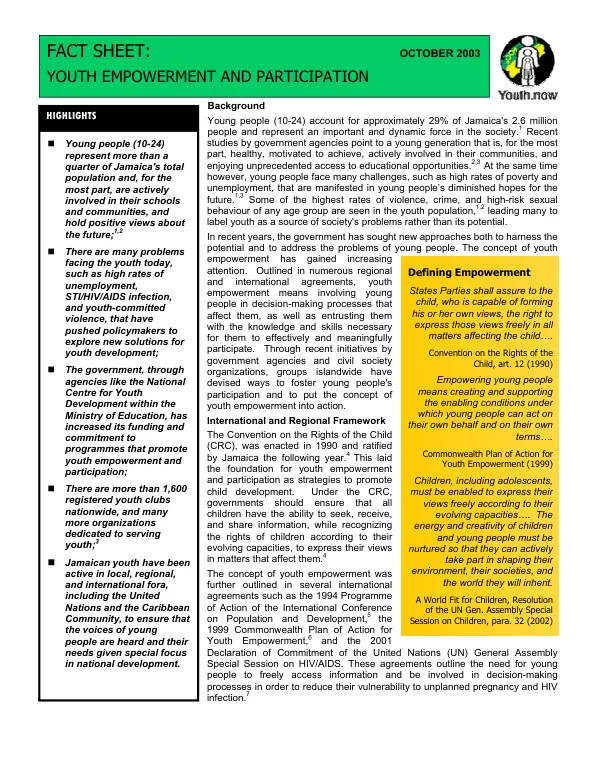 Youth.now fact sheet : youth empowerment and participation