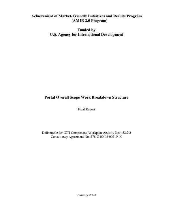 Portal overall scope work breakdown structure : final report